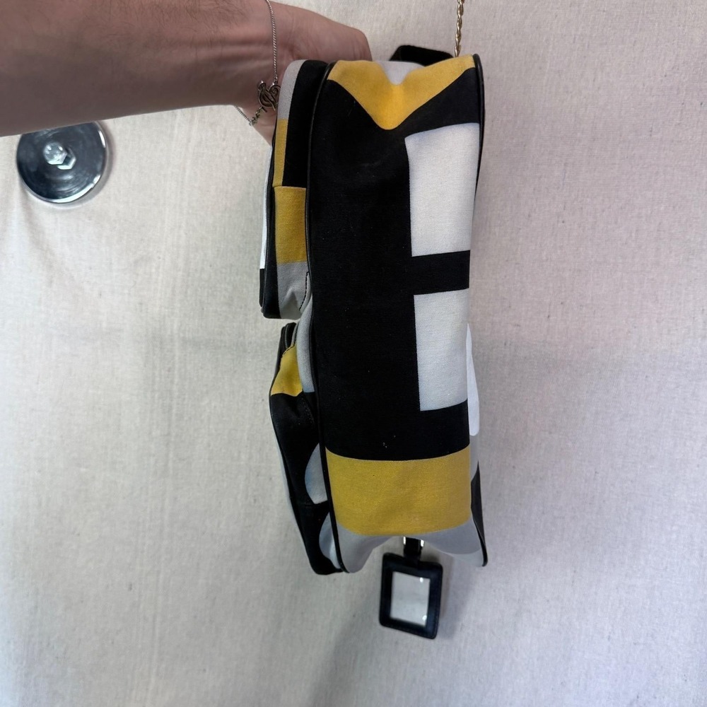 Vintage Bally Y2K Shoulder Bag Canvas Graphic Multi Pocket Designer - Picture 6 of 12